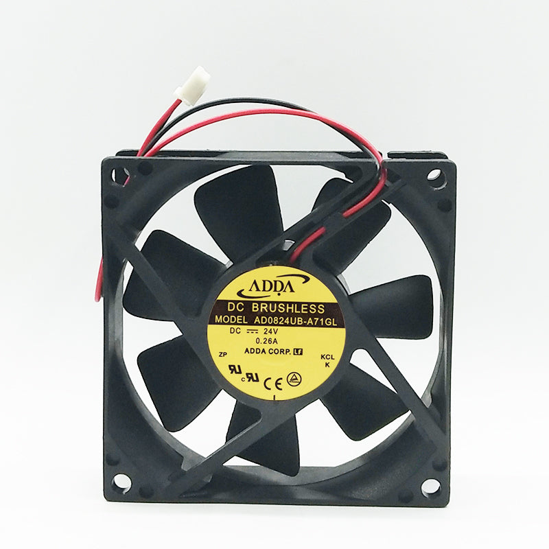 Original ADDA 80x80x25mm AD0824UB-A71GL DC 24V 0.26A 2-Wires axial server inverter Cooling Fan