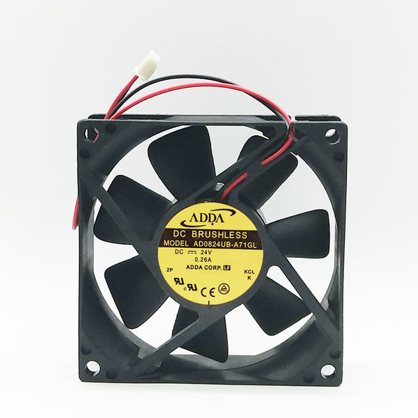 Original ADDA 80x80x25mm AD0824UB-A71GL DC 24V 0.26A 2-Wires axial server inverter Cooling Fan