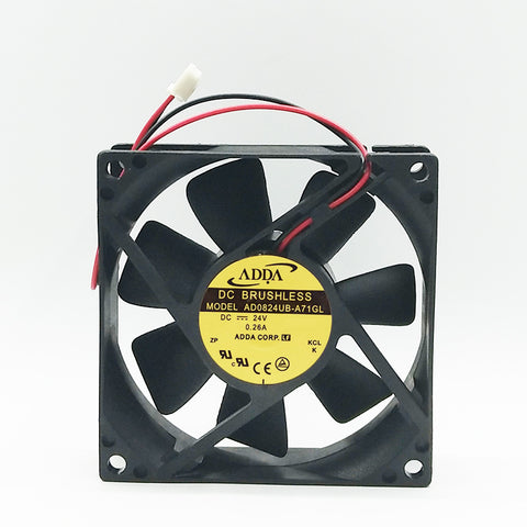 Original ADDA 80x80x25mm AD0824UB-A71GL DC 24V 0.26A 2-Wires axial server inverter Cooling Fan