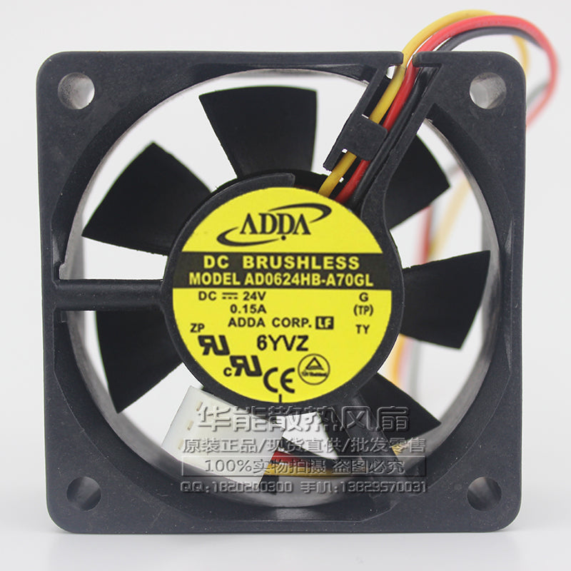 ADDA AD0624HB-A70GL مروحة تبريد محورية مربعة للخادم 60x60x25mm سلكين تيار مستمر 12 فولت 0.15 أمبير