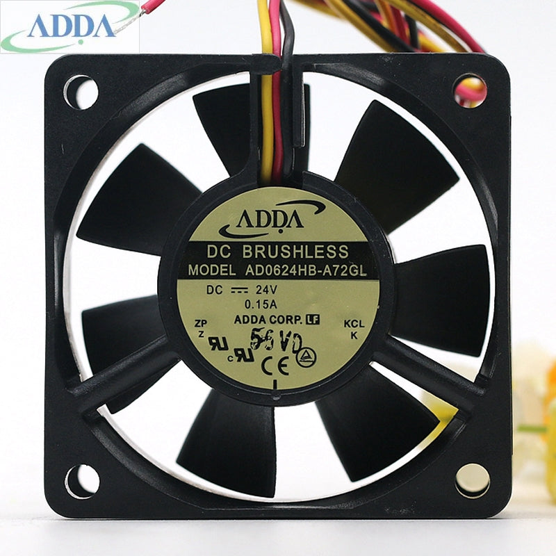 مروحة تبريد خادم العاكس الأصلية ADDA AD0624HB-A72GL 6025 24V 0.15A 6CM بثلاثة خطوط 23.98CFM 4500 دورة في الدقيقة