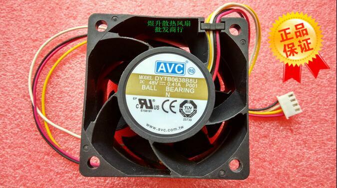 Original AVC 6038 DC 48V 0.41A 60*60*38MM DYTB0638B8U 4 Wire Large Air Volume 6CM Industrial Equipment Cooling Fan