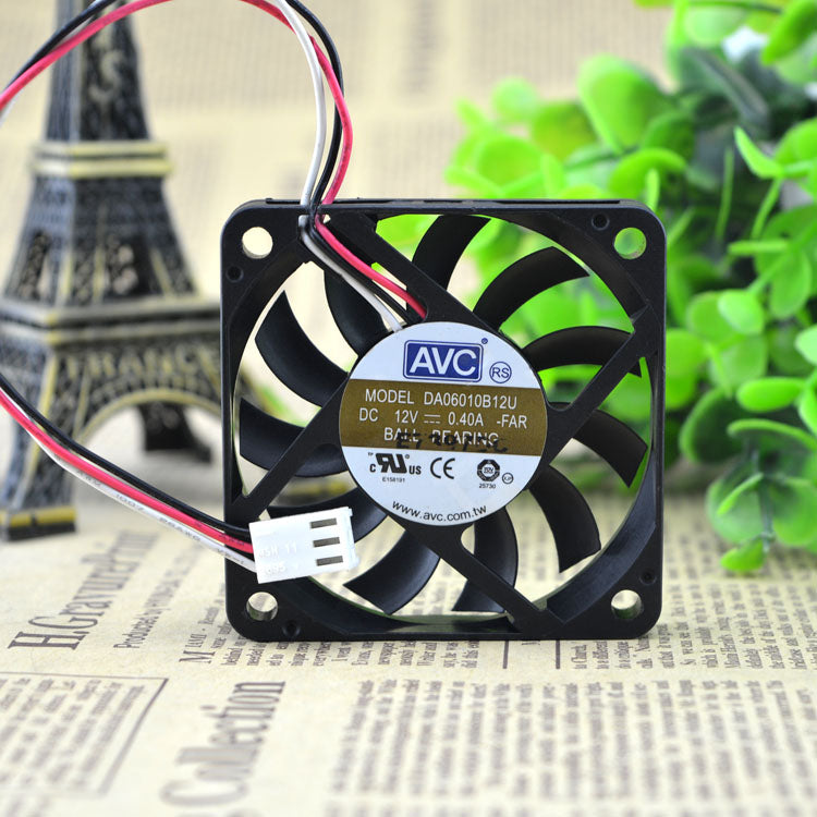 مروحة تبريد كروية مزدوجة المحمل الأصلية AVC DA06010B12U DC 12V 0.40A 6CM 6010 60x60x10mm 3 أسلاك