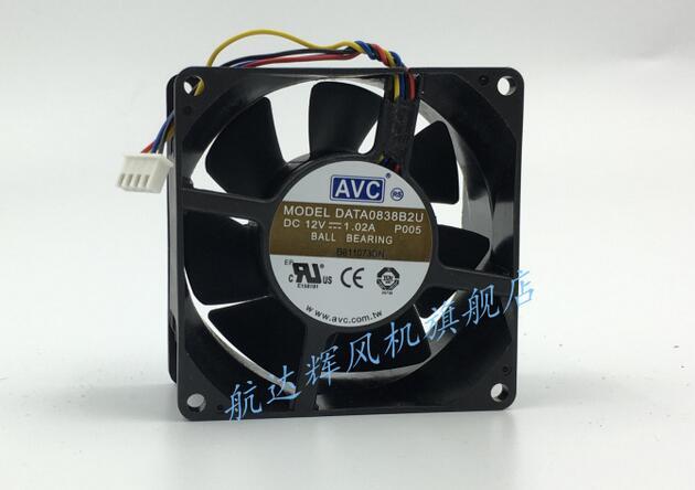 Original AVC DATA0838B2U DC 12V 1.02A 80*80*38MM 4-wires PWM Server Cooling Fan
