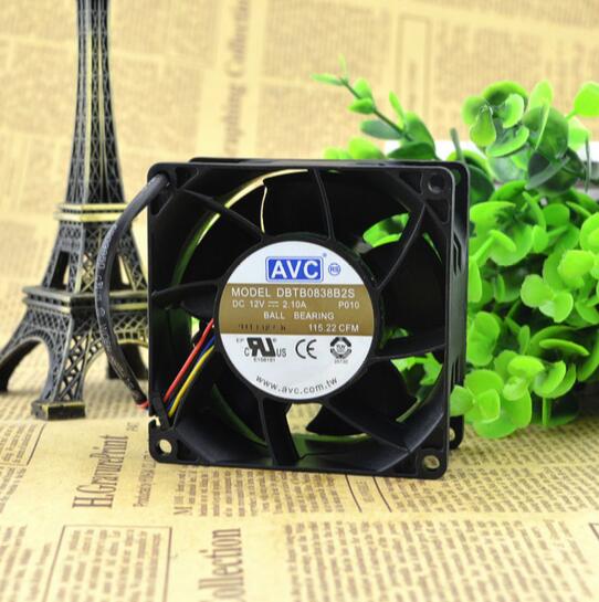 مروحة هواء عالية السرعة بتحكم في درجة الحرارة PWM بأربعة أسلاك AVC DBTB0838B2S 80*80*38 12V 2.10A أصلية