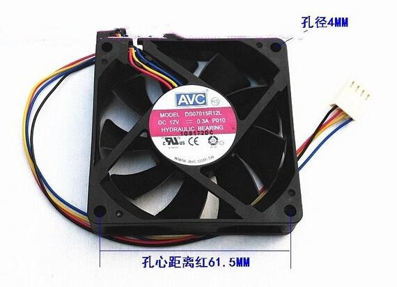 Original AVC DS07015R12L DC 12V 0.30A 4-wire 7015 70*70*15MM 7cm CPU cooling fan