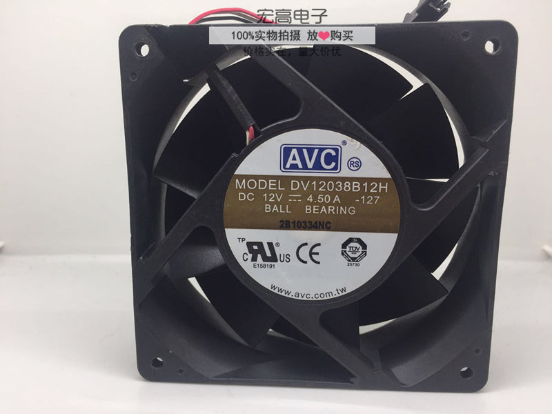 Original AVC DV12038B12H 12038 120mm 12cm 12V 4.5A Dual Ball Bearing high speed server inverter axial cooling fan