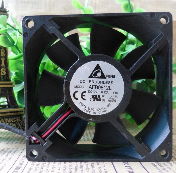 Original DELTA AFB0812L 80*80*25MM DC 12V 8025 0.12A 2-wire chassis cooling fan