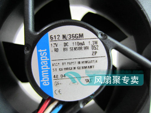 Original EBM PAPST for SETK StorageTek L20 / 40 tape library cooling fan 1565056 123530 234591 612 N/36GM 12V 110mA 1.3W