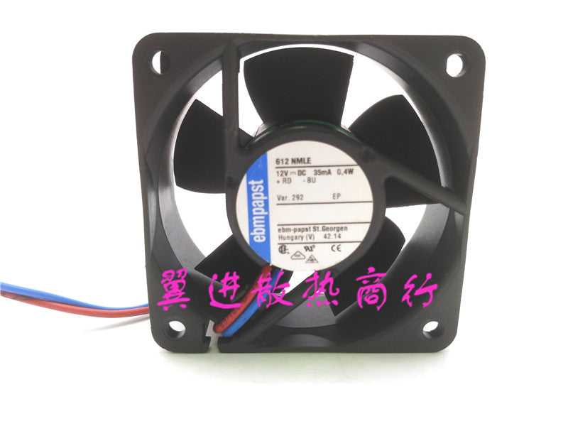 Original ebmpapst 612NMLE 12V 35mA 0.4W 6CM 6025 60 * 60 * 25mm silent cooling fan