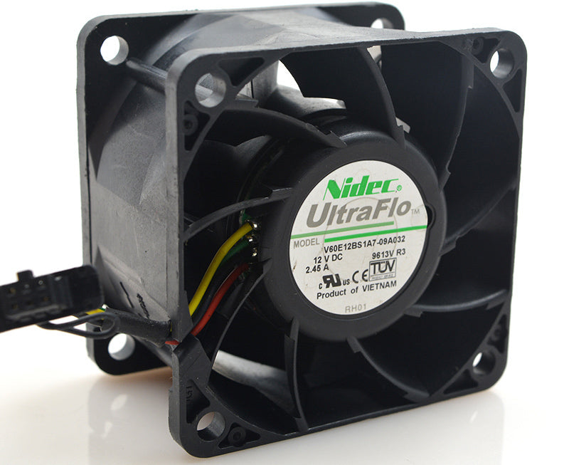 Original Genuine Nidec V60E12BS1A7-09A032 DC12V 2.45A 6CM 6038 60*60*38mm Ball Bearing Cooling Fan