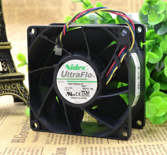 Original NIDEC 12V 1.4A V80E12BGA5-57 80 * 80* 38mm four wire high speed server fan