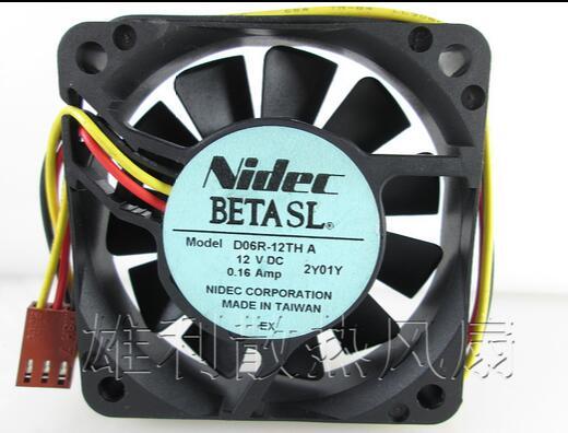 Original NIDEC D06R-12TH DC 12V 0.16A 6CM 60*60*15 3 Lines Inverter Silent Cooling Fan