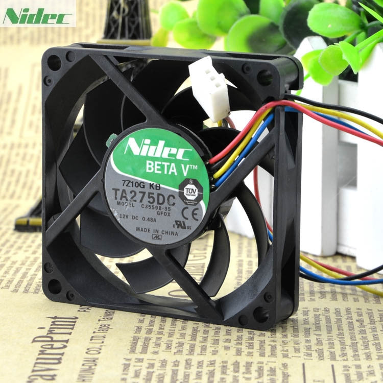 Original Nidec TA275DC C35598-35 GFOX 7cm 7015 12V 0.48A four-wire pwm axial fan
