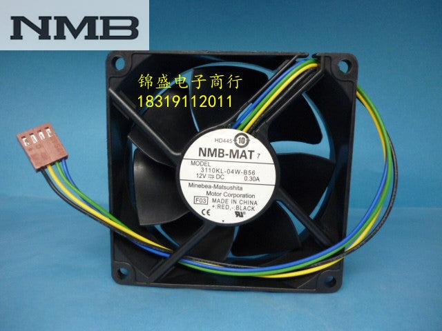 Original NMB 3110KL-04W-B56 8025 DC 12V 0.30A 4 wire PWM temperature control cooling fan