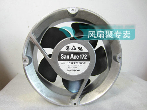 Original Sanyo 109E1712H501 17cm 17251 12V 1.2A round aluminum frame cooling fan