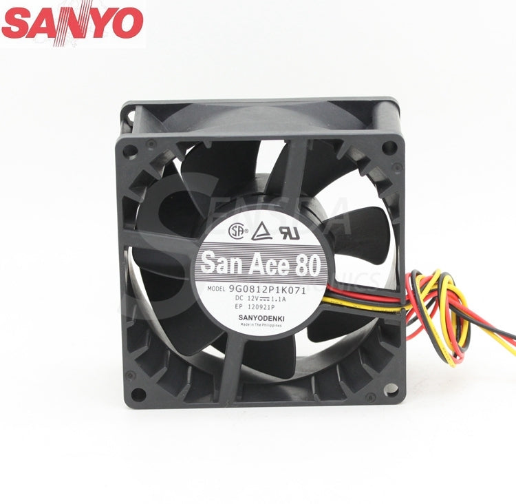مروحة تبريد صناعية منفاخ لمحول الخادم الأصلي Sanyo 9G0812P1K071 8038 80mm 8cm DC 12V 1.8A 4 أسلاك