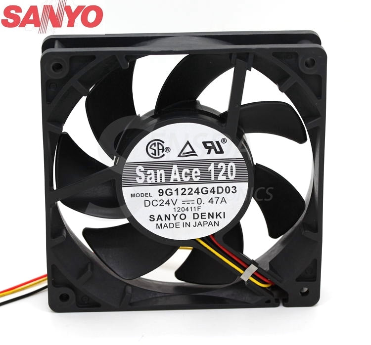 Original SANYO 9G1224G4D03 12025 24V 120mm 12CM 0.47A 3P axial cooling fan