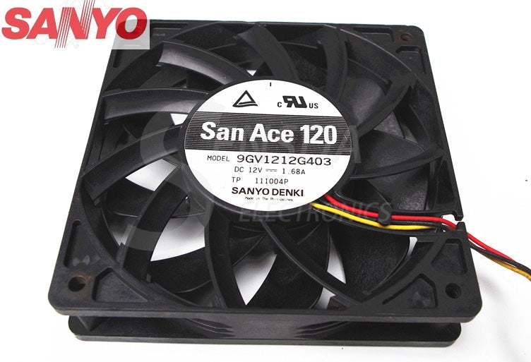 Original Sanyo 9GV1212G403 12025 120mm 12cm DC 12V 1.68A 3-wire server inverter case axial cooling fans