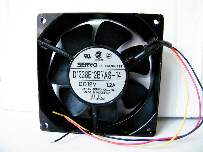 Original SERVO 12038 12V 1.2A D1238E12B7AS-14 12 * 12 * 3.8CM three-wire metal frame large air volume fan