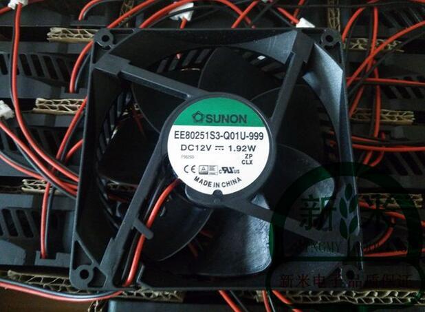 Original SUNON 8CM DC 12 V 1.92W 8025 EE80251S3-Q01U-999 2-line Hydraulic Bearing Cooling Fan