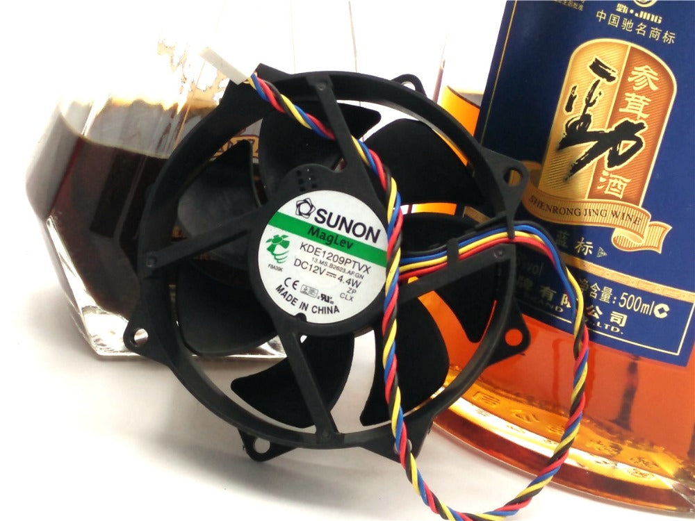 Original SUNON KDE1209PTVX 12V 4.4W 9CM 9225 4 wire round the CPU fan