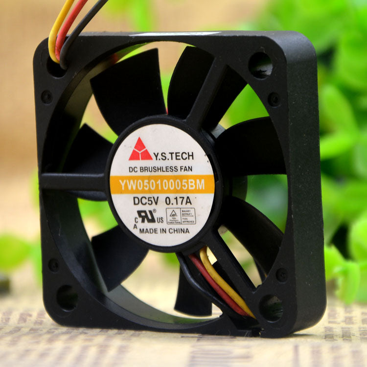 مروحة تبديد حرارة أصلية Y.S.TECH YW05010005BM 5V 0.17A 5010 50*50*10MM ذات 3 أسلاك