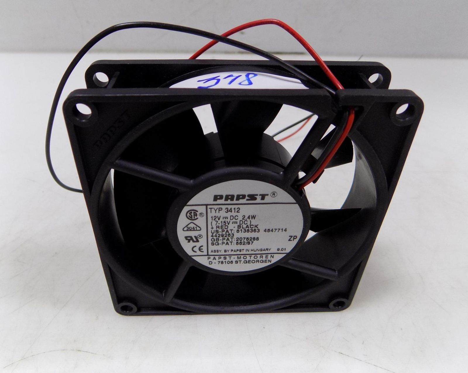 PAPST 12VDC 2.4W COOLING FAN TYP 3412 NNB