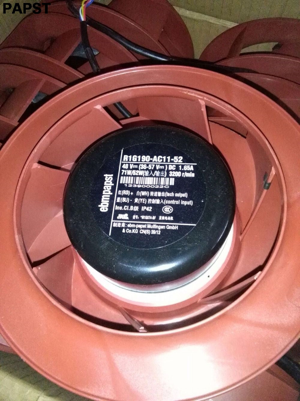 papst R1G190-AC11-52 DC48V 1.65A 3200RPM IP42 Blower