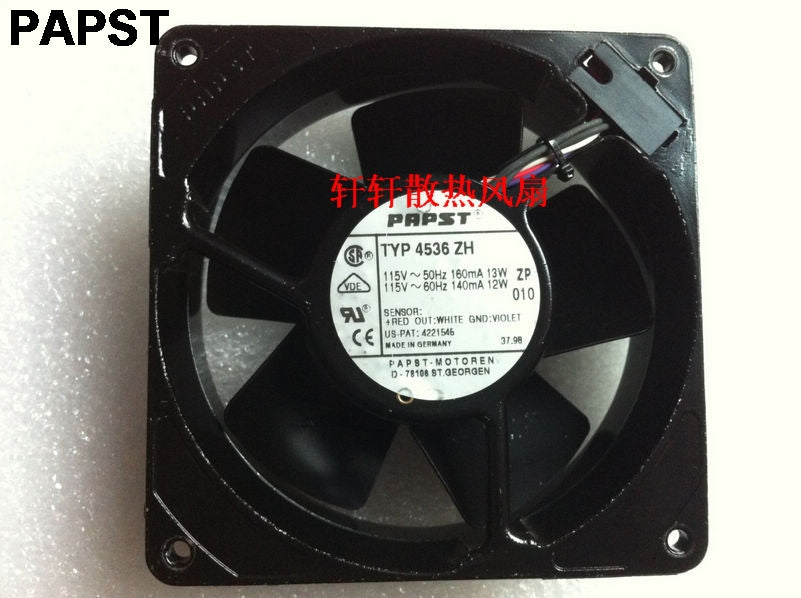 papst typ 4536 zh 12038 119x119x38 mm 115V 50/60HZ 13/12W all full metal high tempreture cooling fan