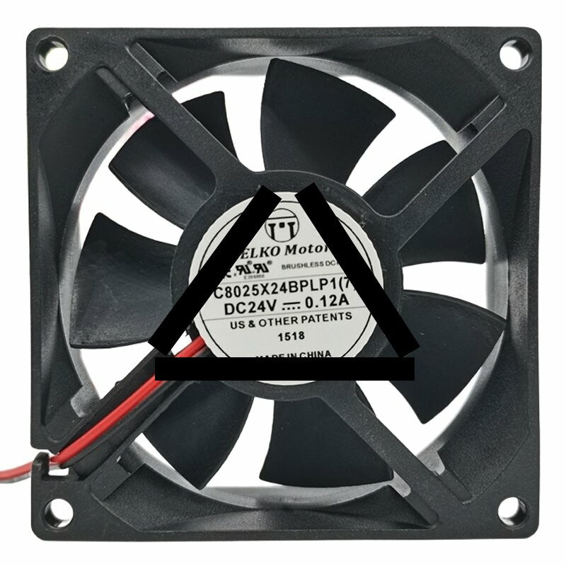 PELKO Motors C8025X24BPLP1(7) DC 24V 0.12A 2 Wires Brushless Axial Cooling Fan