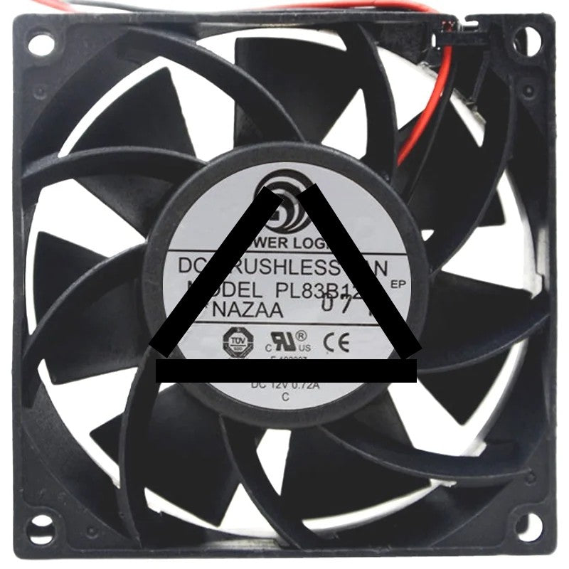 POWER LOGIC PL83B12H DC 12V 0.72A 2 Wires Ball Bearing Cooling Fan