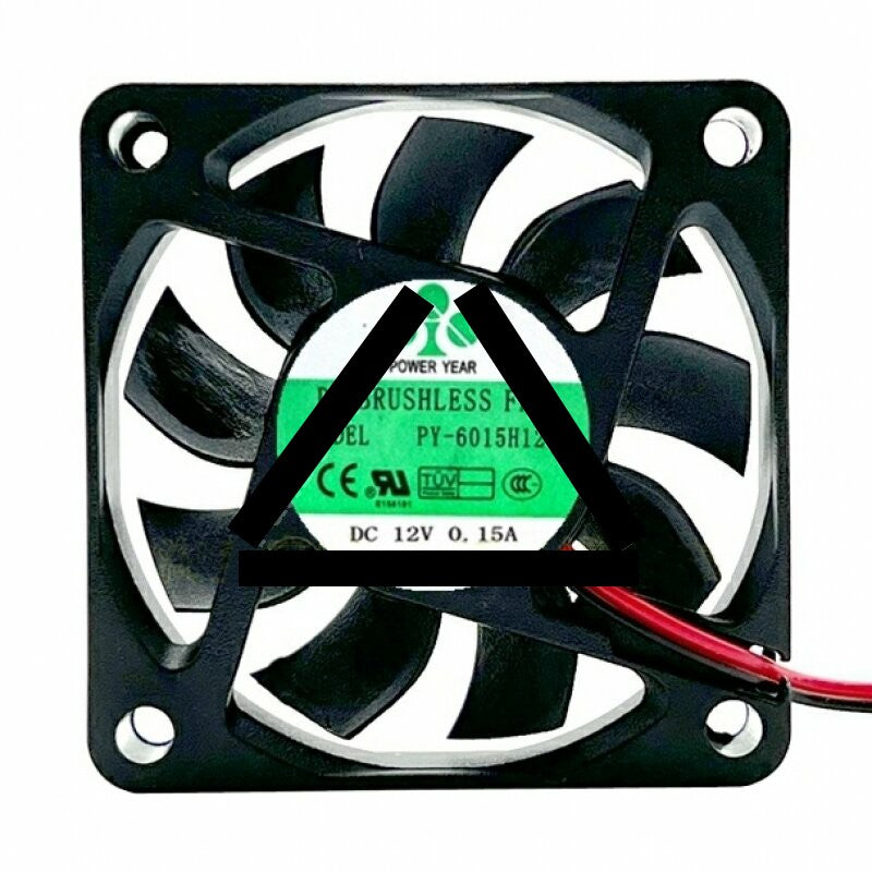 POWERYEAR PY-6015H12S DC 12V 0.15A 2 Wires Axial Cooling Fan