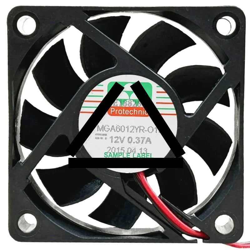 Protechnic MGA6012YR-O15 DC 12V 0.37A 2 Wires Axial Cooling Fan