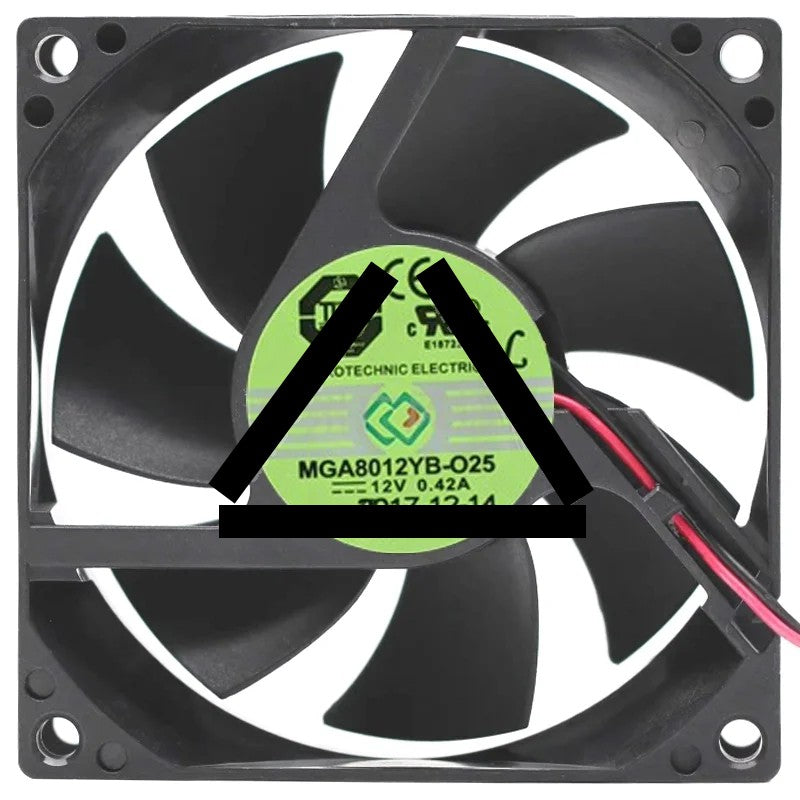Protechnic MGA8012YB-O25 12V 0.42A 2 Wires Axial Cooling Fan