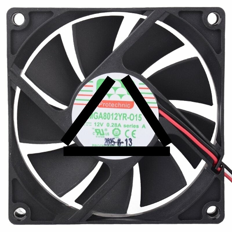 Protechnic MGA8012YR-O15 DC 12V 0.28A 2 Wires 8015 Axial Cooling Fan