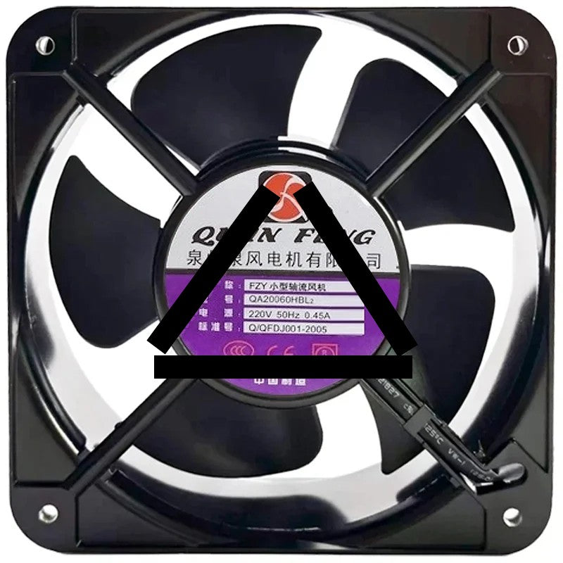 Quan Feng QA20060HBL2 AC 220V 0.45A 2 Wires Axial Cooling Fan