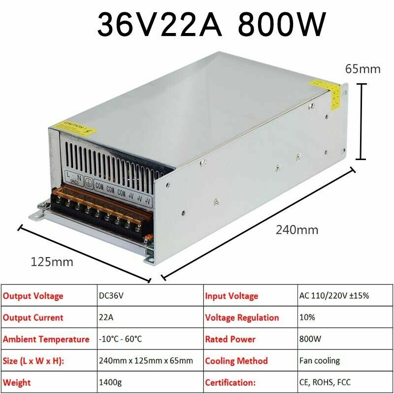 3V/5V/9V/12V/13.8V~48V 10W~3500W DC Regulated Switching Power Supply