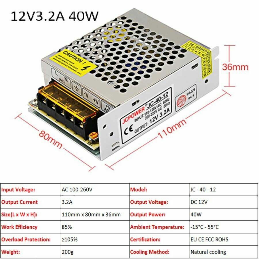 3V/5V/9V/12V/13.8V~48V 10W~3500W DC Regulated Switching Power Supply