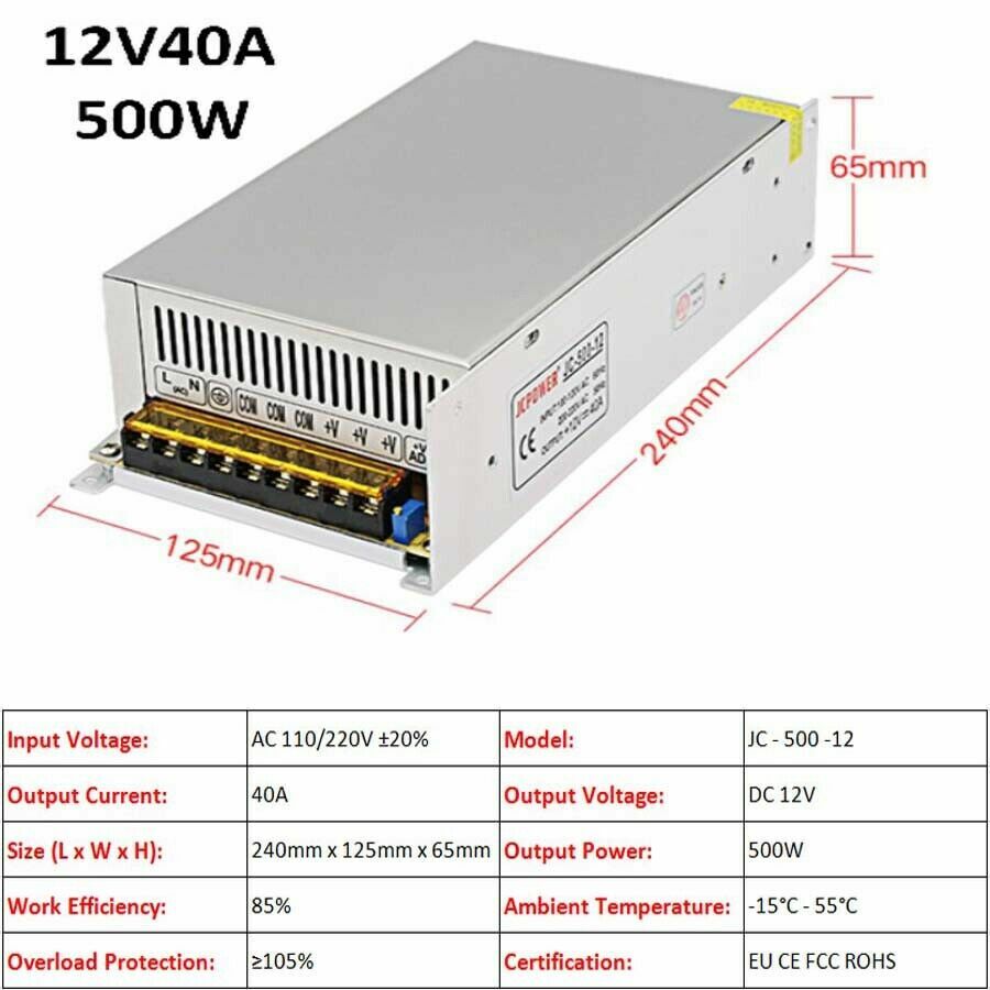3V/5V/9V/12V/13.8V~48V 10W~3500W DC Regulated Switching Power Supply