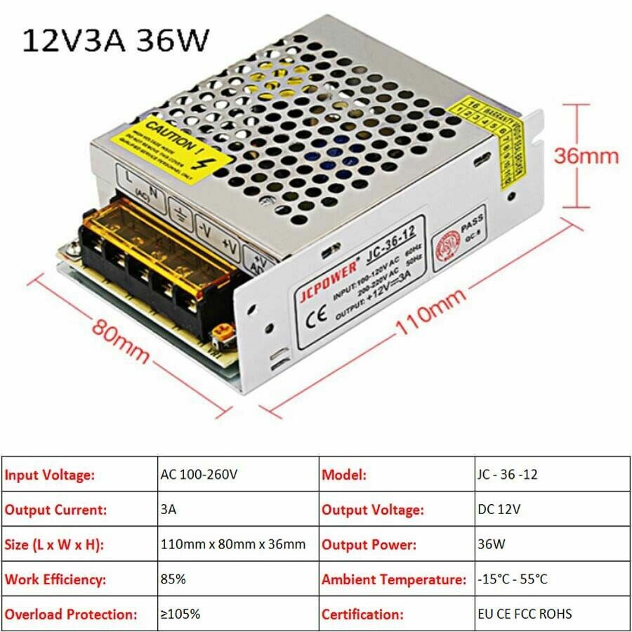 3V/5V/9V/12V/13.8V~48V 10W~3500W DC Regulated Switching Power Supply