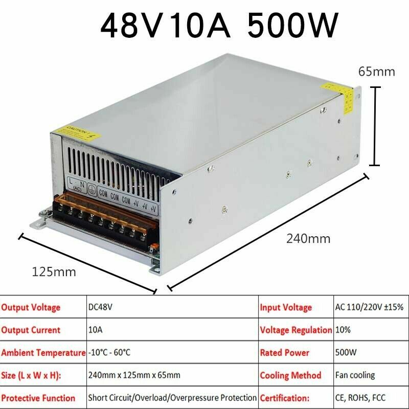 3V/5V/9V/12V/13.8V~48V 10W~3500W DC Regulated Switching Power Supply