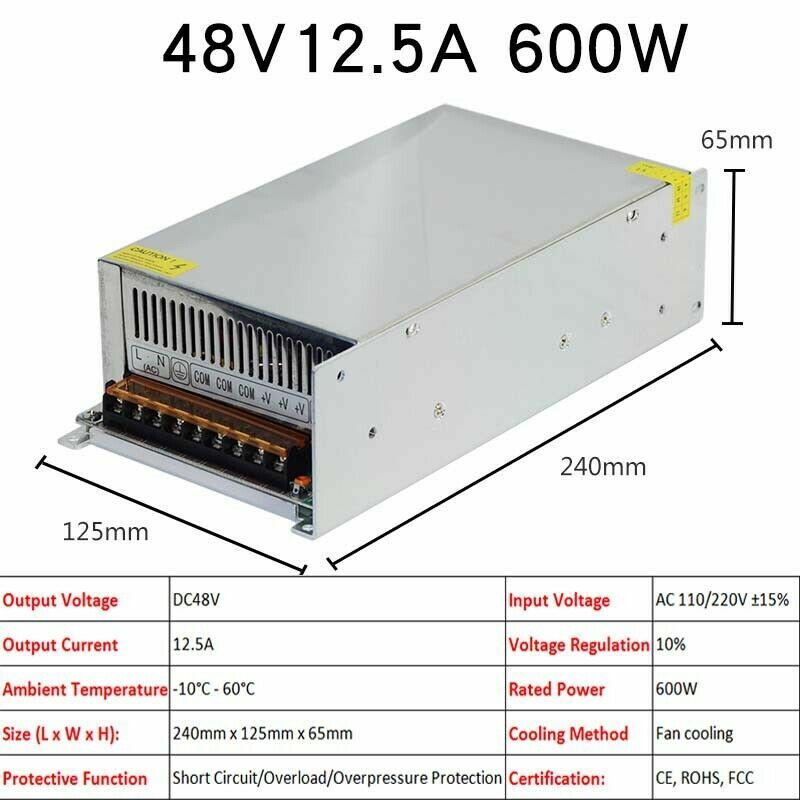3V/5V/9V/12V/13.8V~48V 10W~3500W DC Regulated Switching Power Supply
