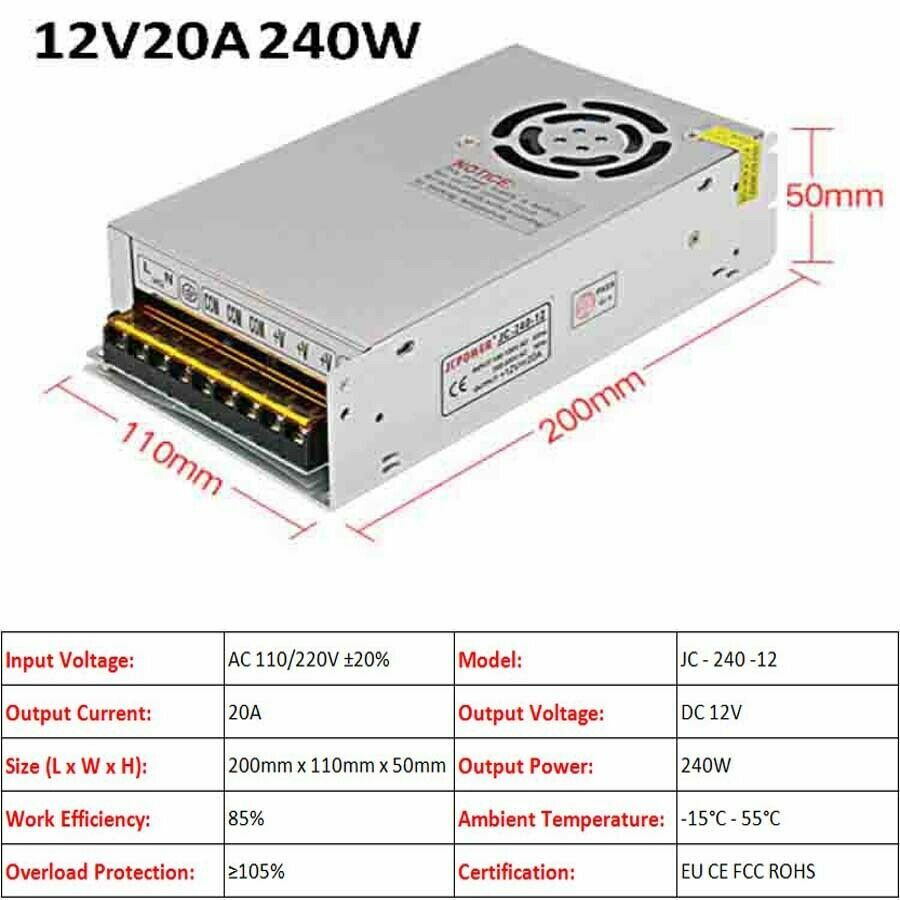 3V/5V/9V/12V/13.8V~48V 10W~3500W DC Regulated Switching Power Supply