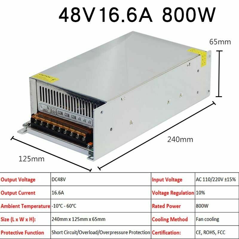 3V/5V/9V/12V/13.8V~48V 10W~3500W DC Regulated Switching Power Supply