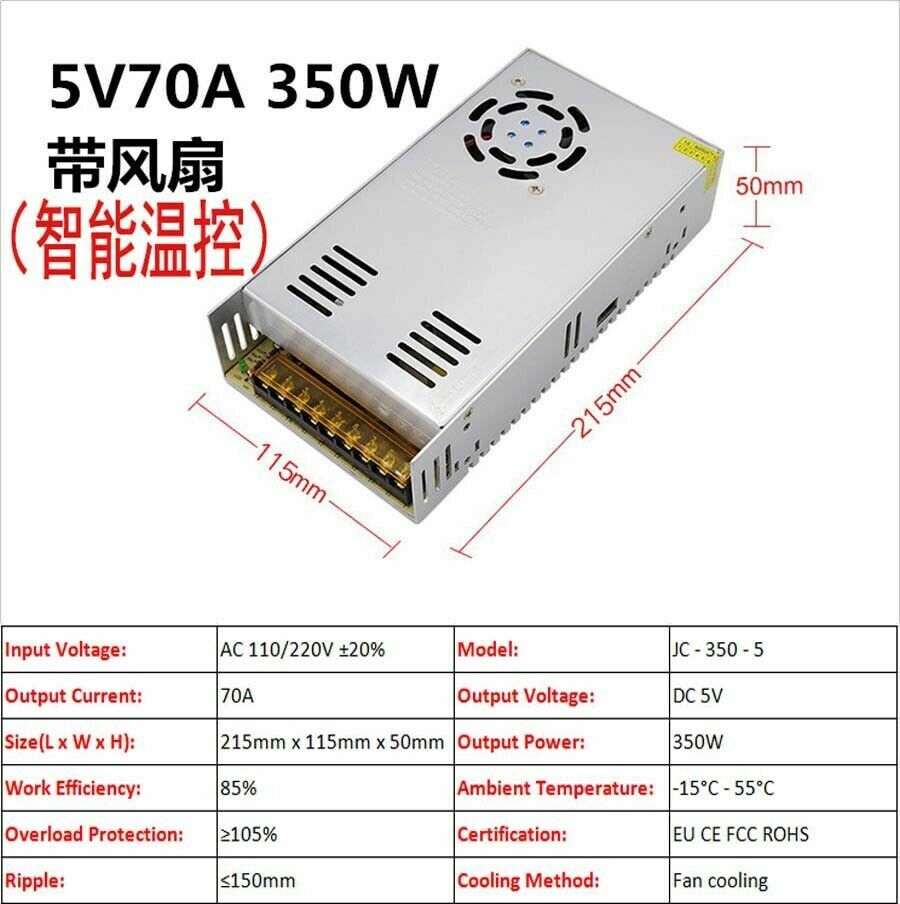3V/5V/9V/12V/13.8V~48V 10W~3500W DC Regulated Switching Power Supply