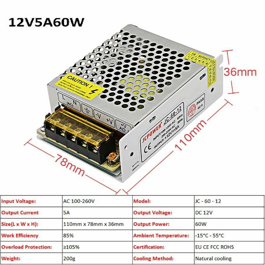 3V/5V/9V/12V/13.8V~48V 10W~3500W DC Regulated Switching Power Supply