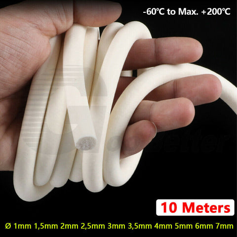 10 Meter Round Foam Rubber Sponge Cord Trim Seal High Temp DIY Ø 1,2,3,4,5,6,7mm
