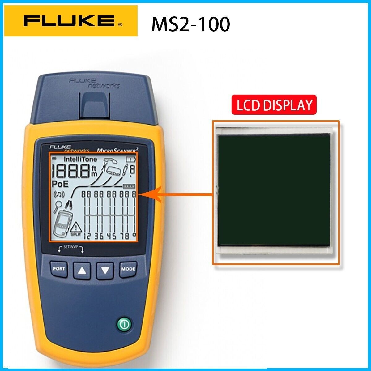 New LCD Display For Fluke Networks MS2-100 MicroScanner2 MS-Poe MS2-Kit Screen