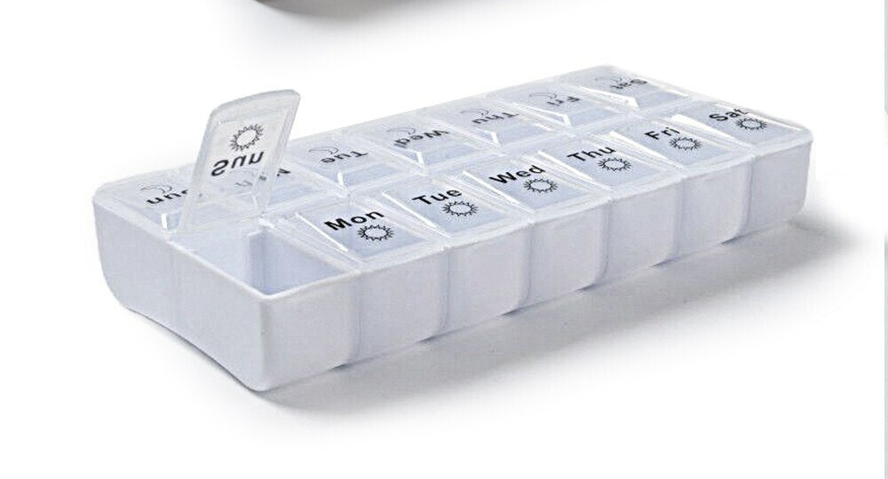 7 days weekly pill box 14 grids medicine tablte dispenser torage container